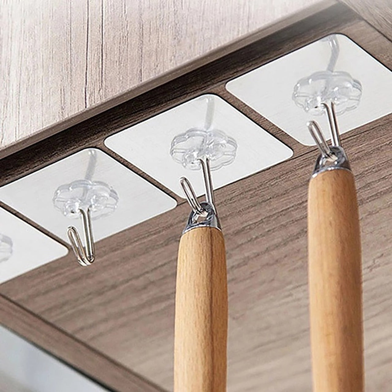 Stainless steel adhesive wall hooks, set of 100 Stainless steel adhesive wall hooks, set of 100